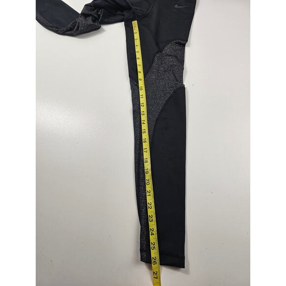 Nike pro compression ankle length color block silver XS metallic EUC leggings - Picture 8 of 8